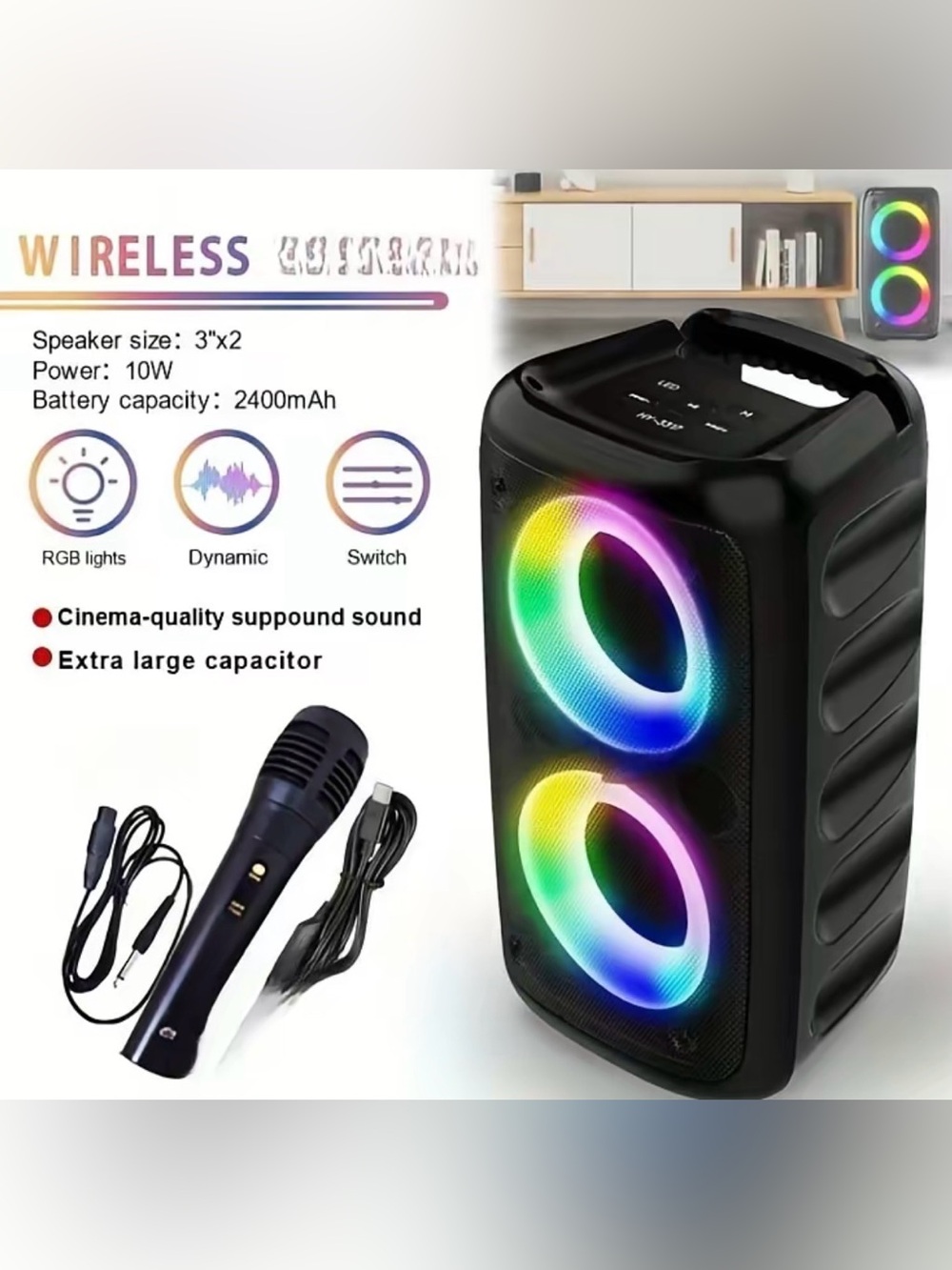 RGB Light Speaker Portable Bluetooth Speaker NIB